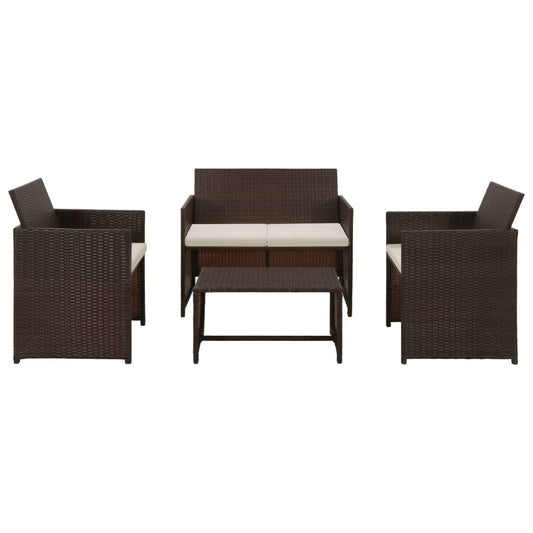 Vidaxl Set Muebles De Jardín 4 Piezas Y Cojines Ratán Sintético Marrón_0