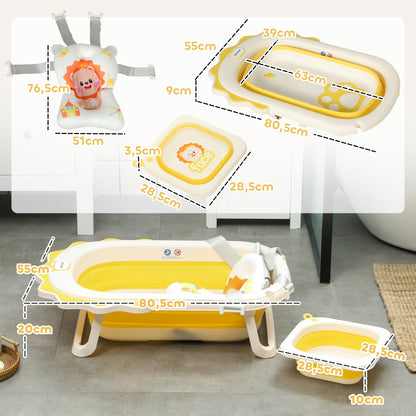 Aiyaplay Bañera Plegable Para Bebés Con Cojín Y Palangana Amarillo_2