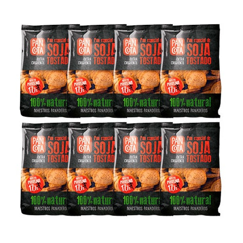 Embalagem x8 Pão de soja torrado 100% natural (rico em proteína) 230 g Pan Cota