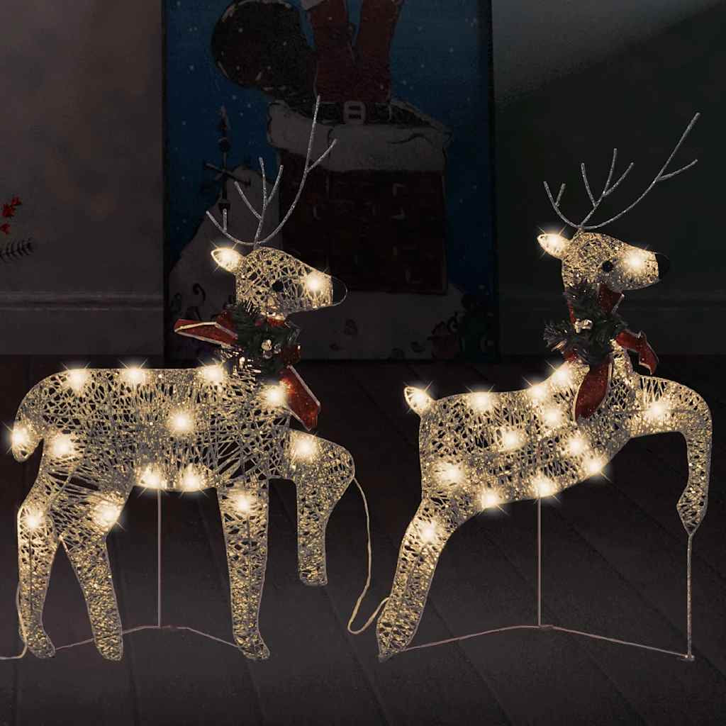 Vidaxl Renos De Navidad 2 Unidades 40 Led Dorado_1