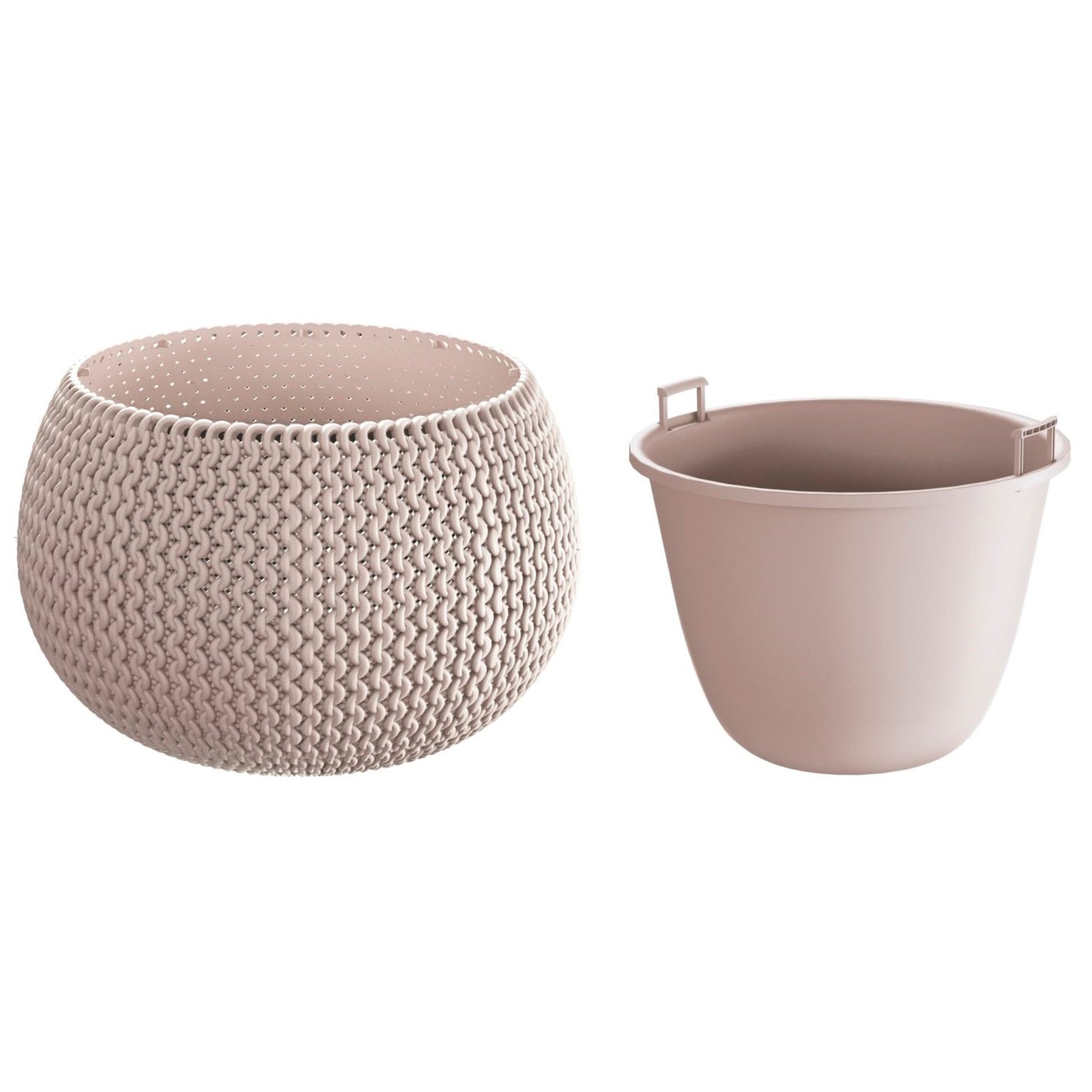 Maceta Redonda Con Deposito Splofy Bowl De Plastico En Color Mocca 37 (largo) X 37 (ancho) X 21 (altura) Cm_0