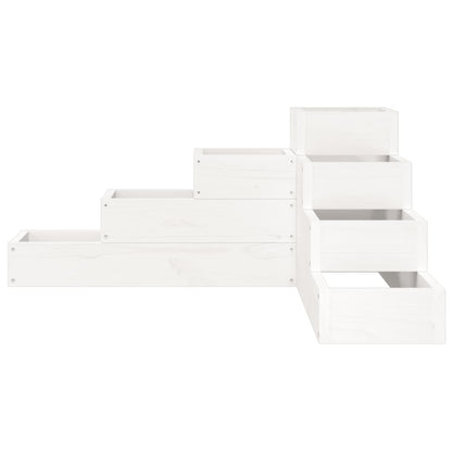 Jardinera 4 Niveles Madera Maciza De Pino Blanca 80,5x79x36 Cm_3