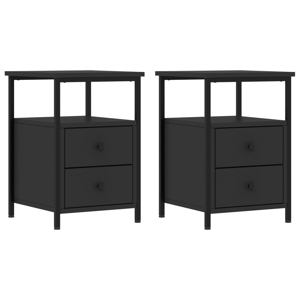 Mesitas De Noche 2 Uds Madera De Ingeniería Negro 34x35,5x50 Cm_0