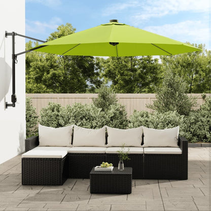 Vidaxl Sombrilla De Pared Con Led Verde Manzana 290 Cm_1