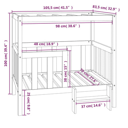 Vidaxl Cama Para Perros Madera Maciza De Pino Negro 105,5x83,5x100 Cm_2