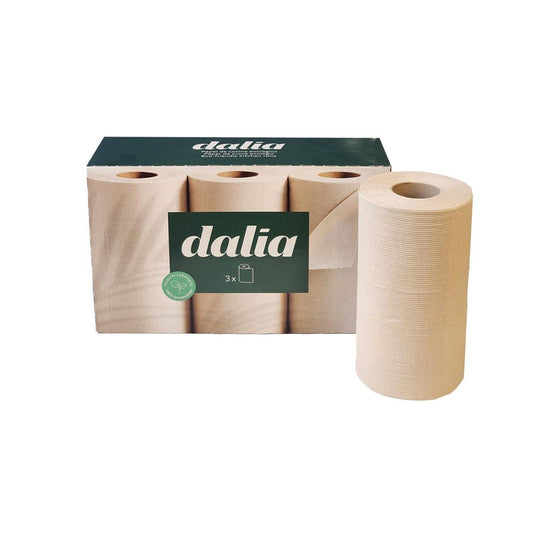 Papel de cozinha orgânico cru Dalia, 3 rolos