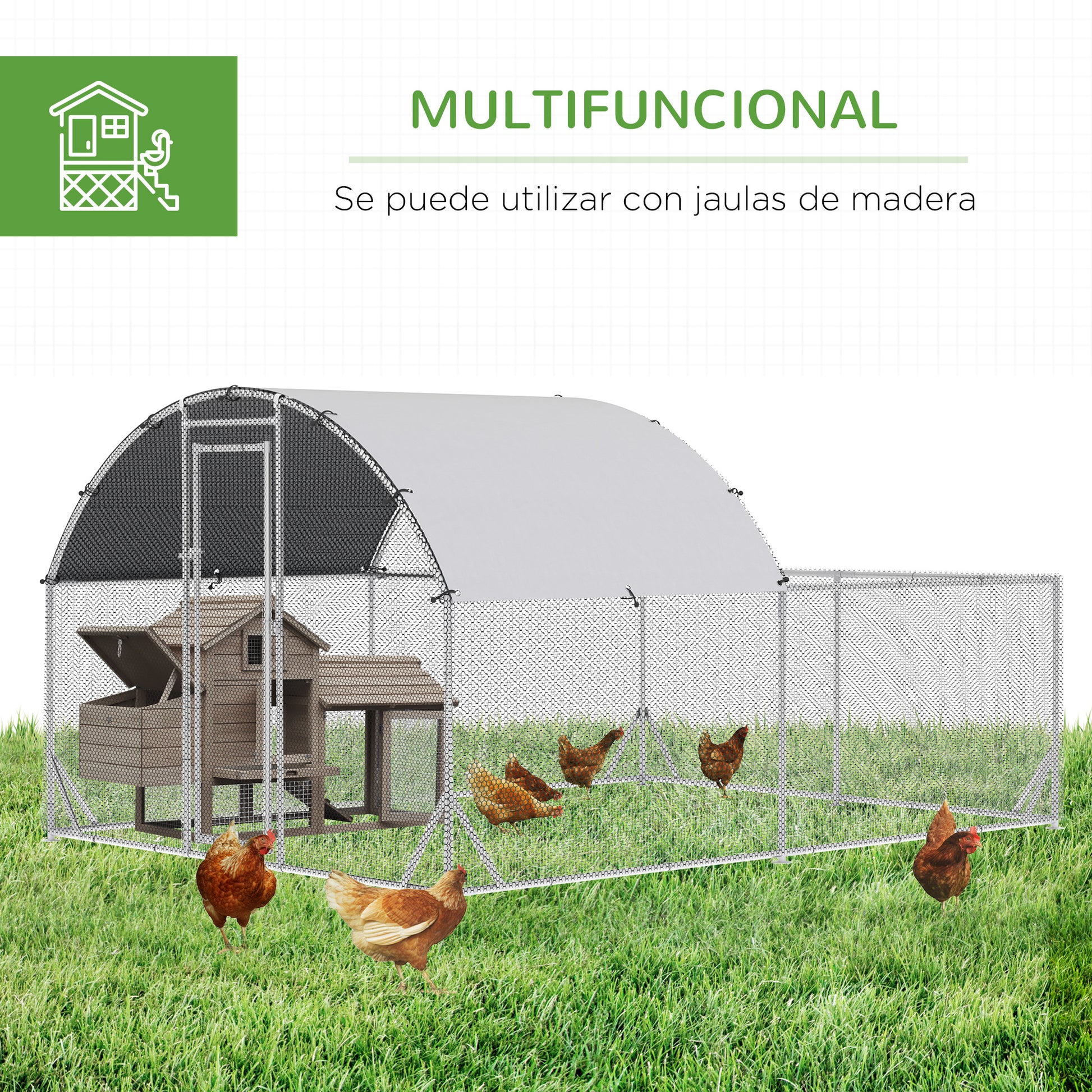 Pawhut Gallinero Exterior Grande De Acero Galvanizado 380x280x195 Cm Con 2 Pisos_5