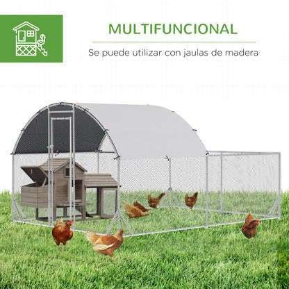 Pawhut Gallinero Exterior Grande De Acero Galvanizado 380x280x195 Cm Con 2 Pisos_5