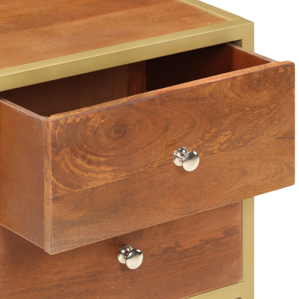 Mesita De Noche De Madera Maciza De Mango 40x35x50 Cm_3