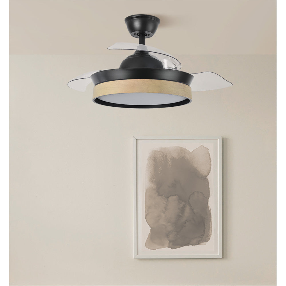 Ventilador Dc Iglu Negro/haya 72w 6120lm 91d 3asp.desplegable 3000-4000-6000k Remoto, Temporizador, Memoria_3