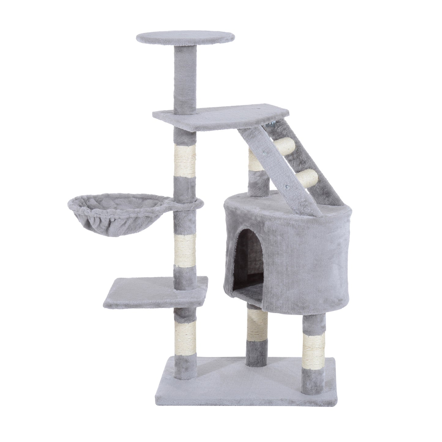 Pawhut Rascador Árbol Para Gatos Grande 55x40x125cm Postes Escalera Hamaca Gris_0