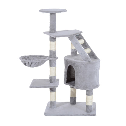 Pawhut Rascador Árbol Para Gatos Grande 55x40x125cm Postes Escalera Hamaca Gris_0
