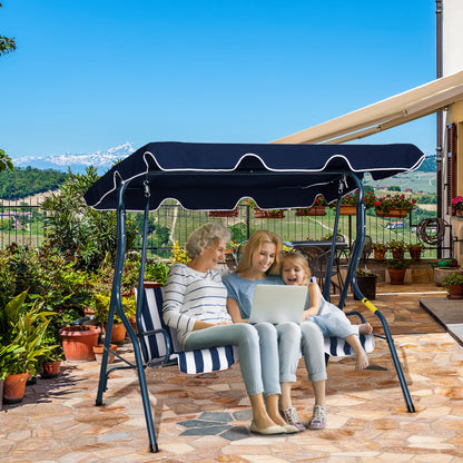 Outsunny Columpio Balancín Jardín 2-3 Plazas De Metal Con Techo Ajustable Azul_1