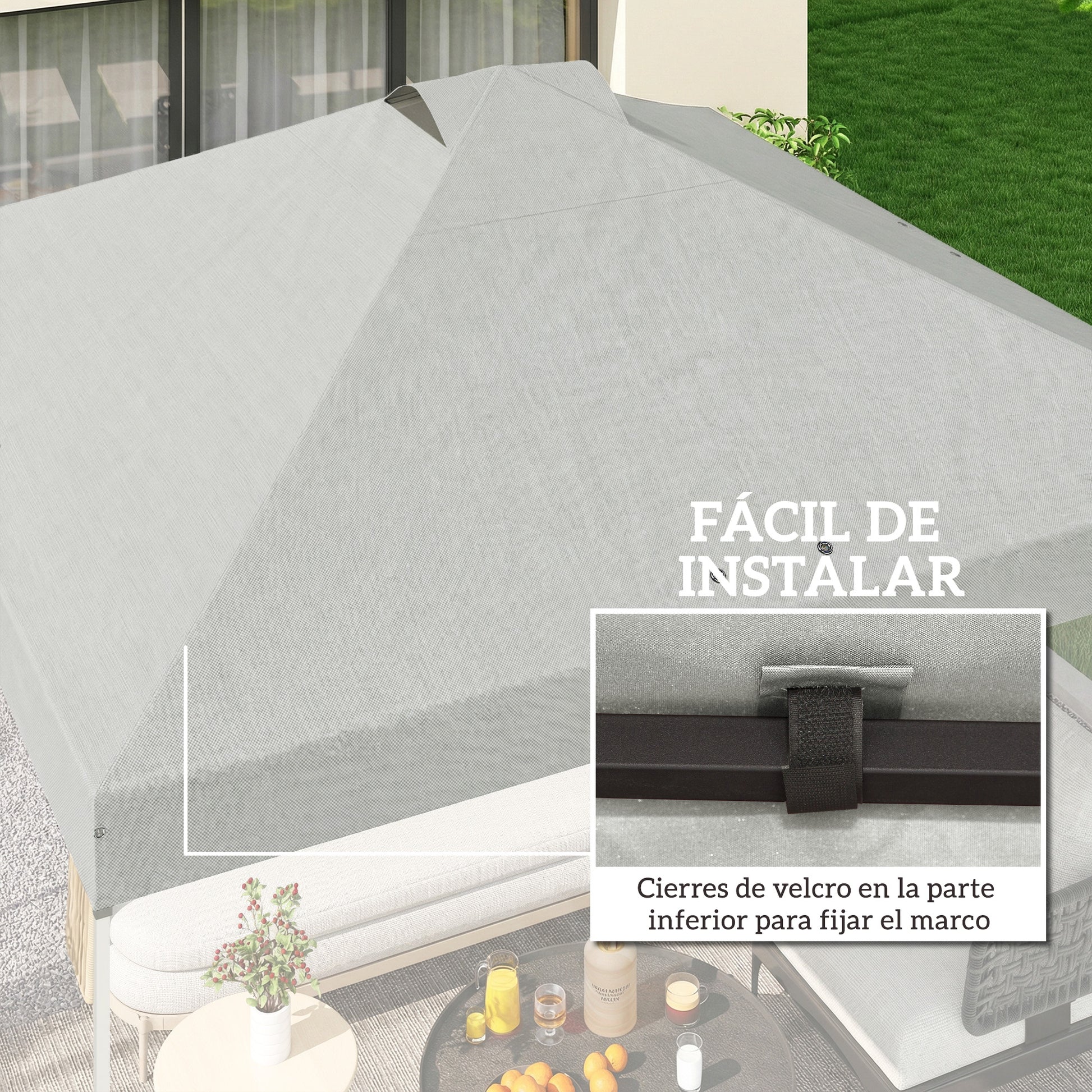 Outsunny Toldo De Pérgola De Recambio 3x3 M Anti-uv50+ Impermeable Blanco_5
