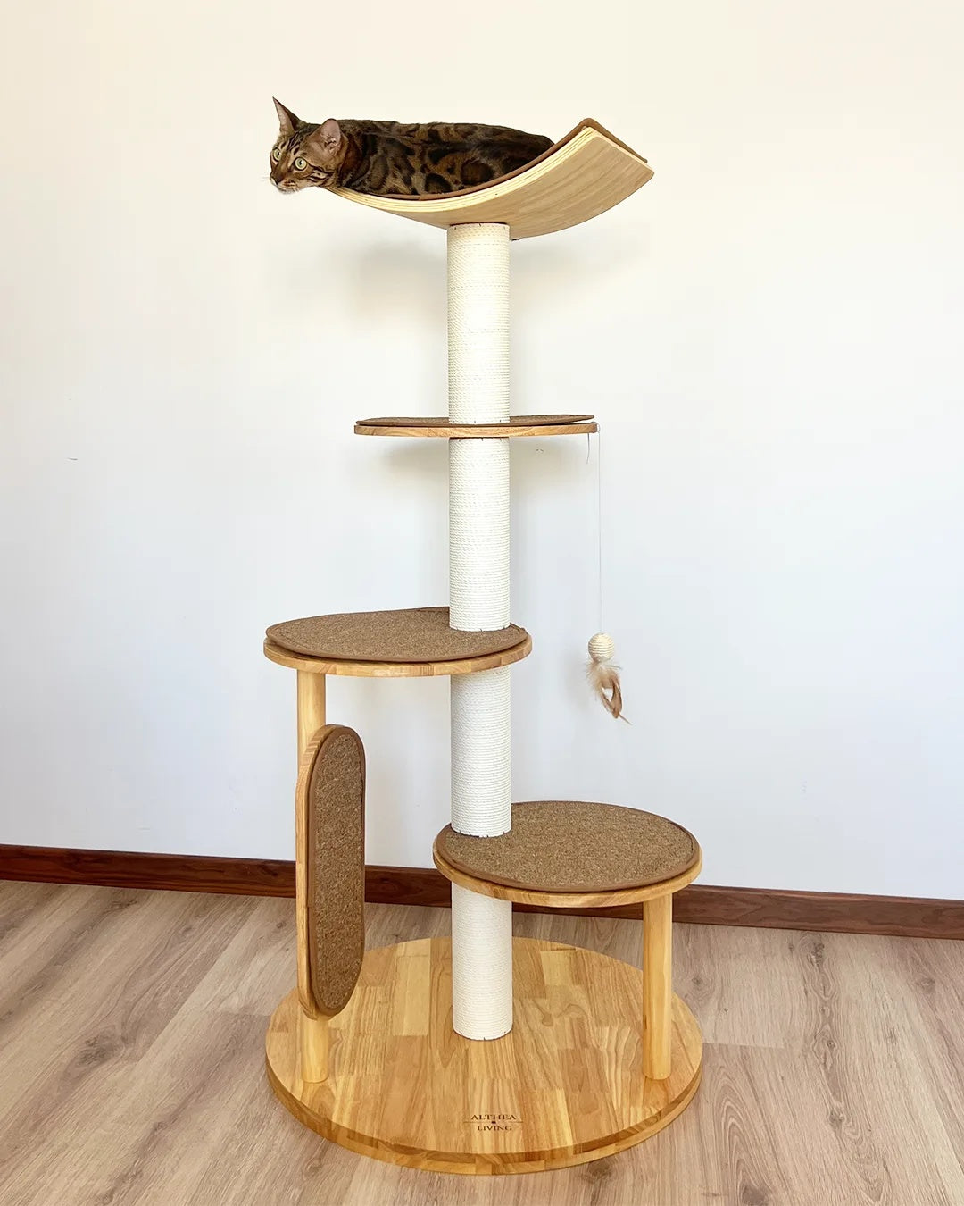Árbol Rascador Para Gatos Gaviota, 3 En 1 Con Cama Y Zona De Escalada Althea Living 140x76x76cm_4