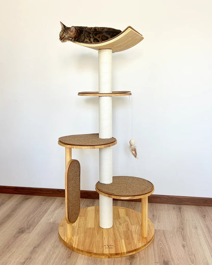 Árbol Rascador Para Gatos Gaviota, 3 En 1 Con Cama Y Zona De Escalada Althea Living 140x76x76cm_4