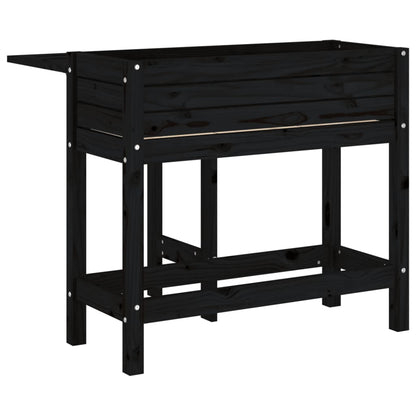 Jardinera Con Tapa Plegable Madera Maciza De Pino Negro_5