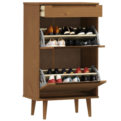 Zapatero Molde Madera Maciza De Pino Marrón 59,5x35x103 Cm / Vetonek_1