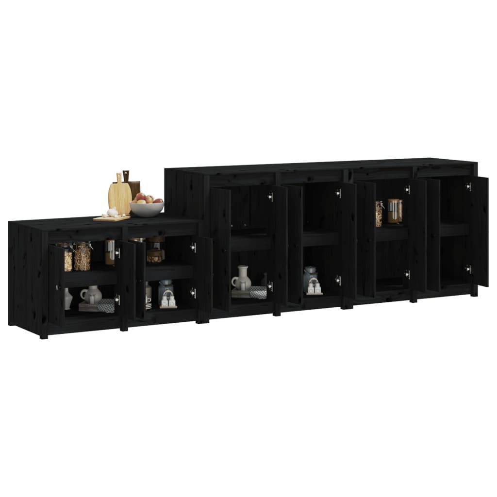 Muebles De Cocina De Exterior 3 Pzas Madera Maciza Pino Negro_2
