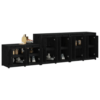 Muebles De Cocina De Exterior 3 Pzas Madera Maciza Pino Negro_2
