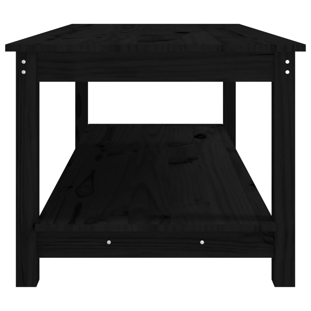 Mesa De Centro De Madera Maciza De Pino Negro 110x55x45 Cm_4