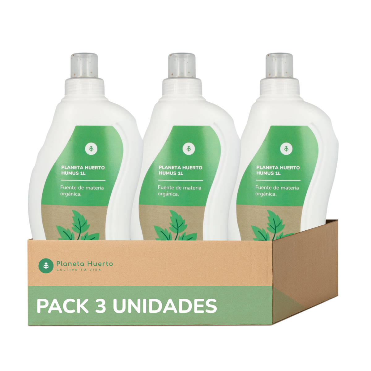 Embalagem de 3 Húmus Líquido Natural Planeta Huerto 1 Litro