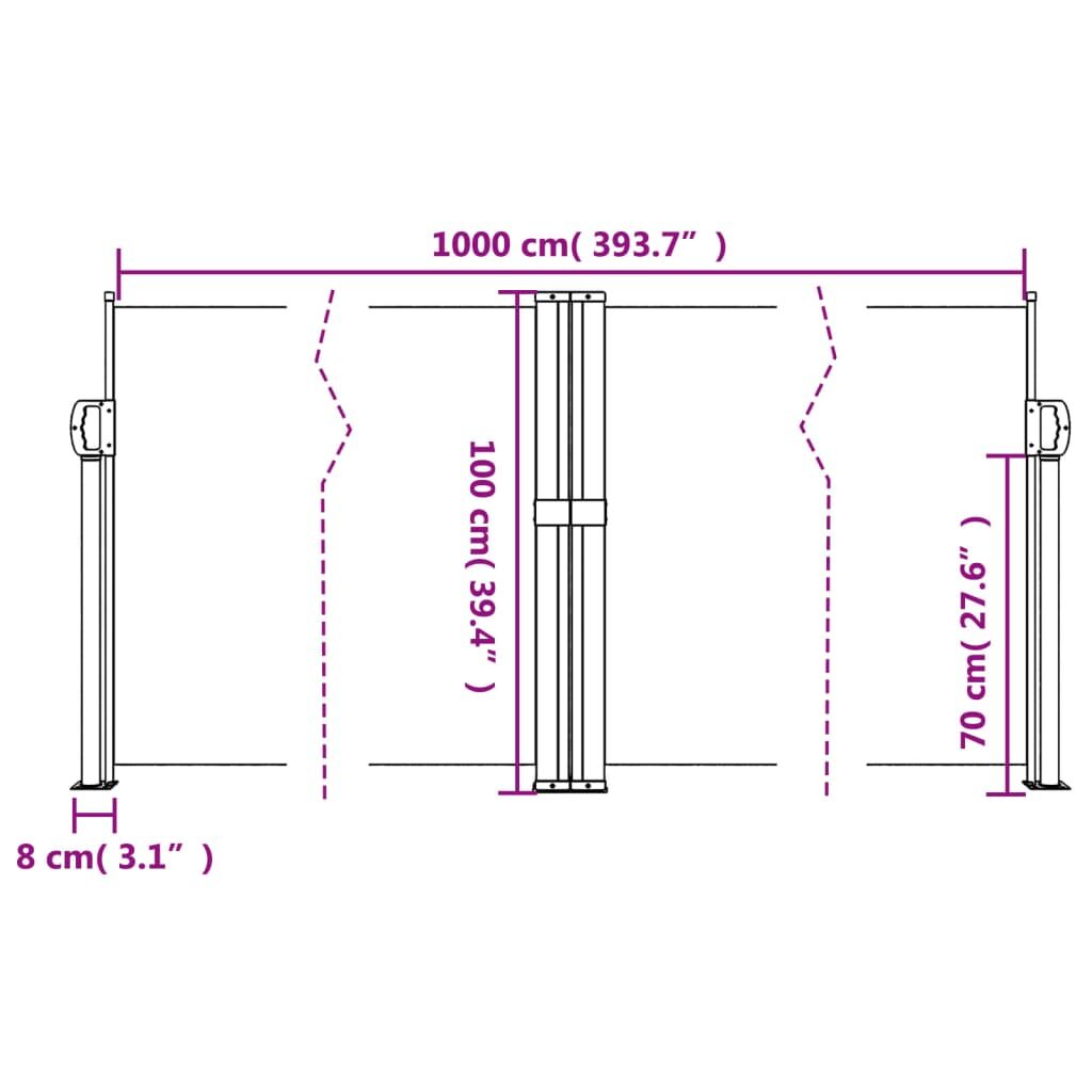 Vidaxl Toldo Lateral Retráctil Gris Taupe 100x1000 Cm_2