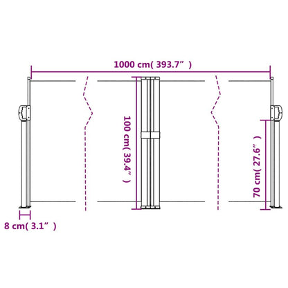 Vidaxl Toldo Lateral Retráctil Gris Taupe 100x1000 Cm_2