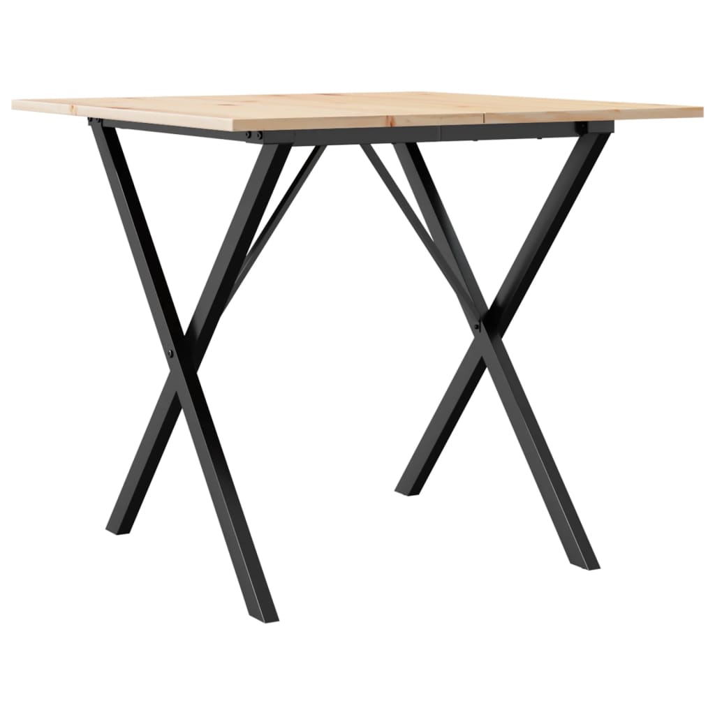 Mesa De Comedor Marco X Madera Maciza Pino Y Acero 80x80x75 Cm_0