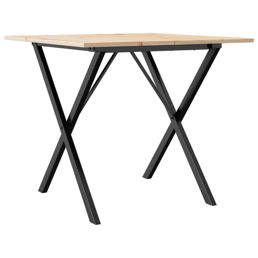 Mesa De Comedor Marco X Madera Maciza Pino Y Acero 80x80x75 Cm_0