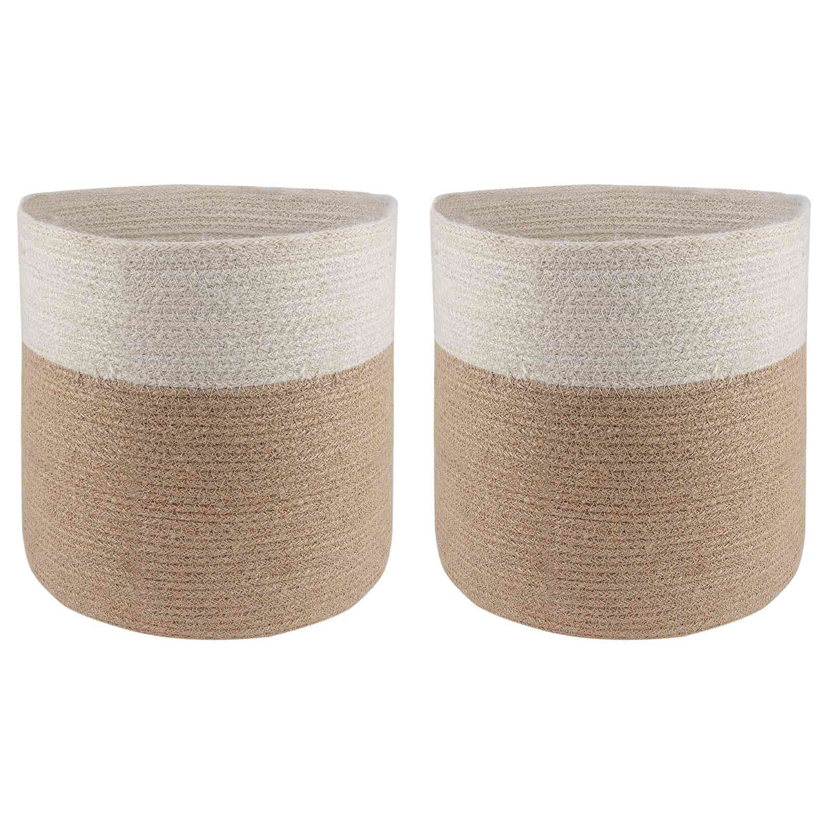 Set De Macetas De Planta 2 Uds. Natural Y Blanco Ø 28 X 28 Cm_0