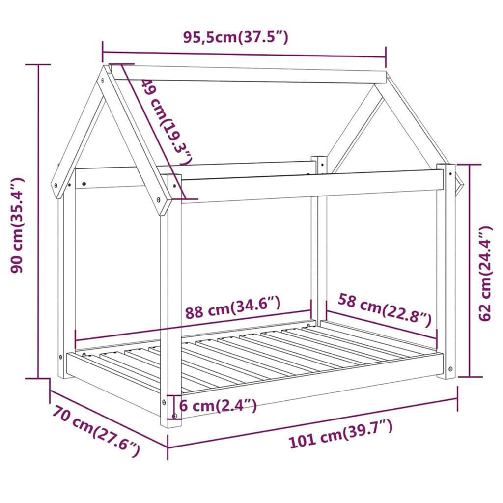 Vidaxl Cama Para Perros Madera Maciza De Pino 101x70x90 Cm_2