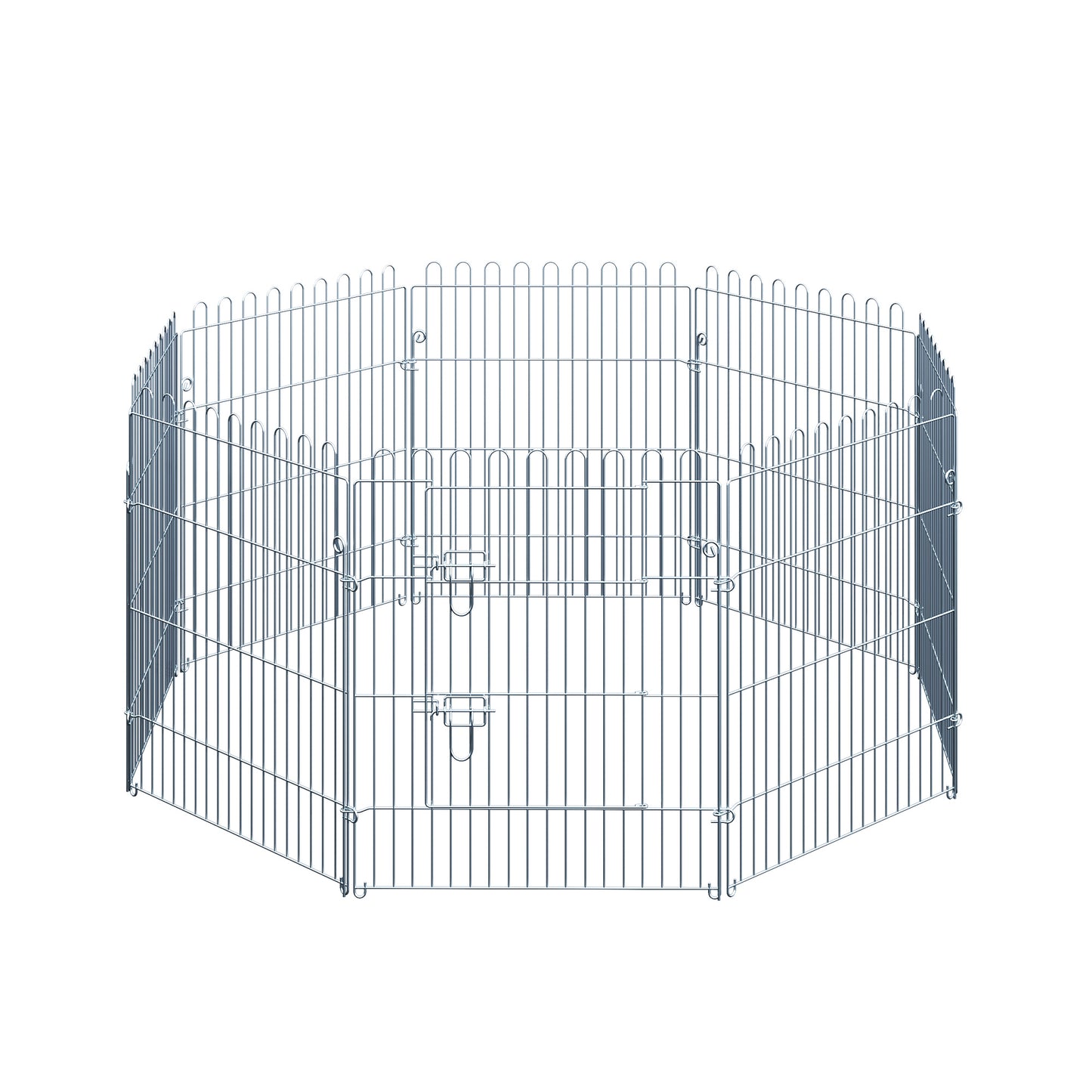 Pawhut Parque Para Perros De 8 Piezas 63x76 Cm Con 1 Puerta Plata_0