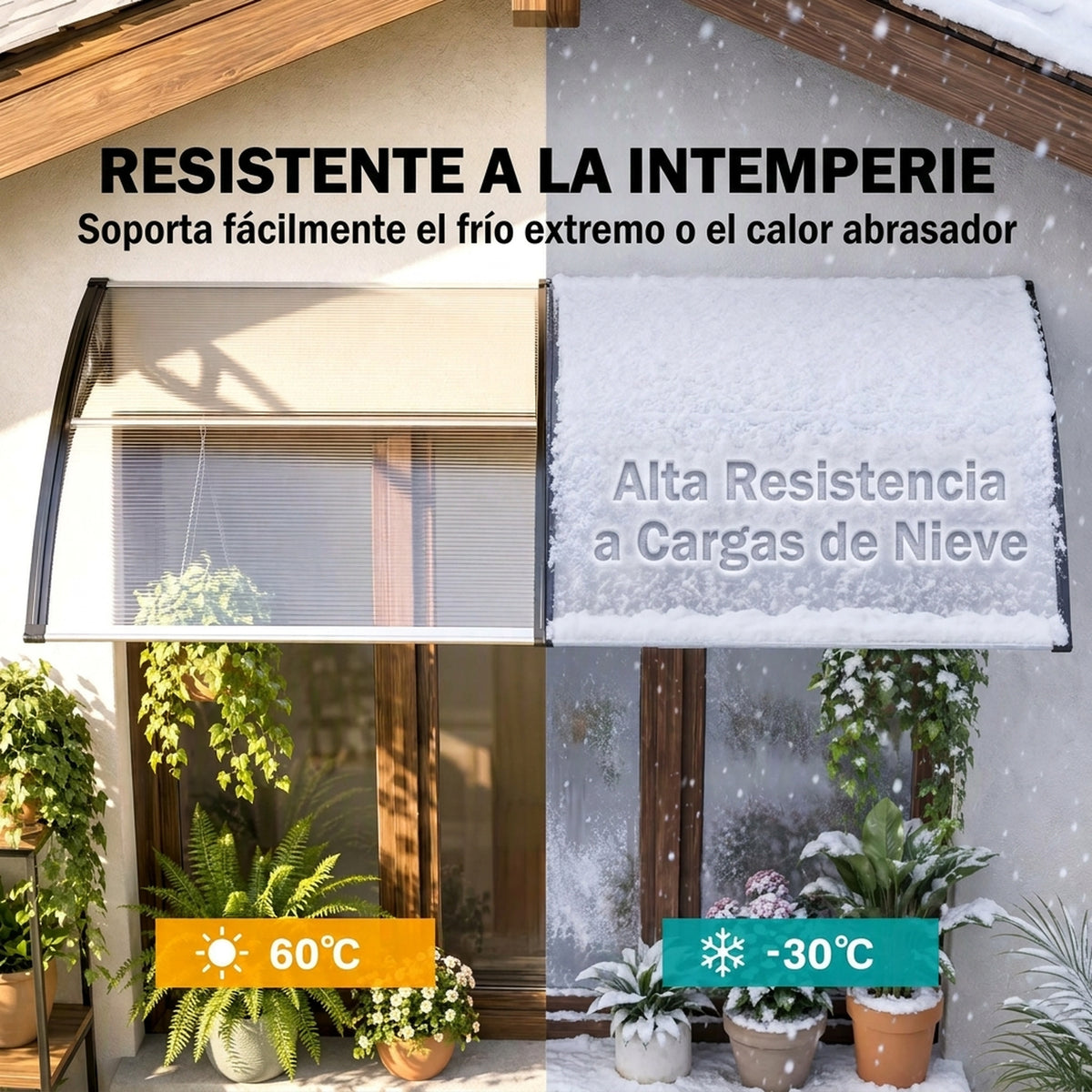 Outsunny Tejadillo De Protección 200x96 Cm Para Puertas Y Ventanas Transparente_5