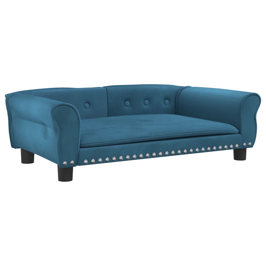 Cama Para Perros De Terciopelo Azul 95x55x30 Cm / Vetonek_1