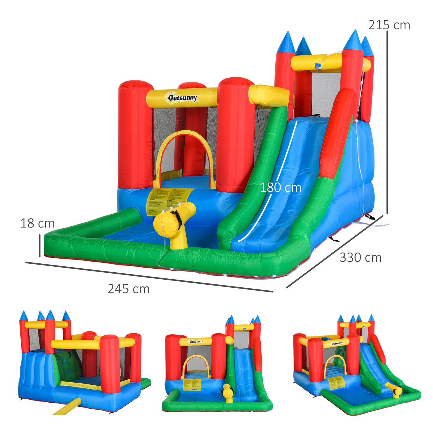 Outsunny Castillo Hinchable Para Niños +3 Años 330x245x215 Cm Multicolor_2