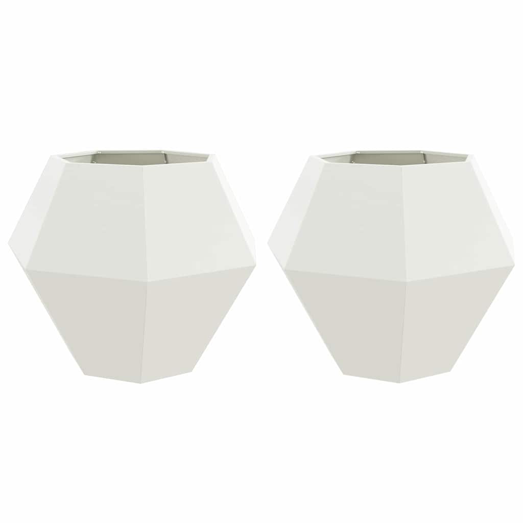 Jardinera 2 Uds. Blanco 100 X 100 X 80 Cm Acero_0