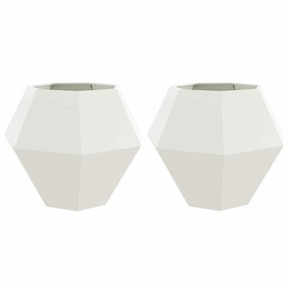 Jardinera 2 Uds. Blanco 100 X 100 X 80 Cm Acero_0