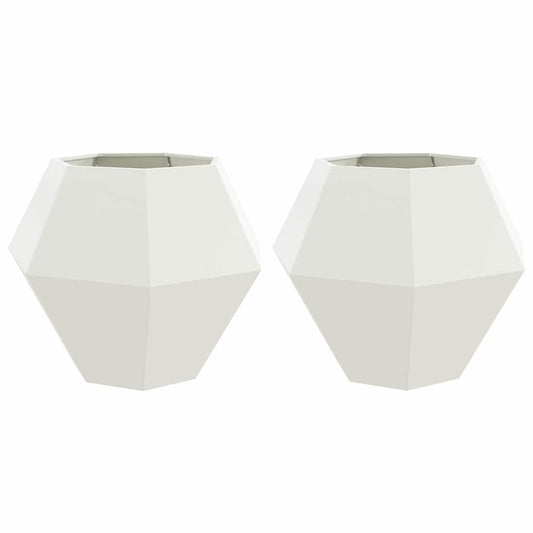Jardinera 2 Uds. Blanco 100 X 100 X 80 Cm Acero_0