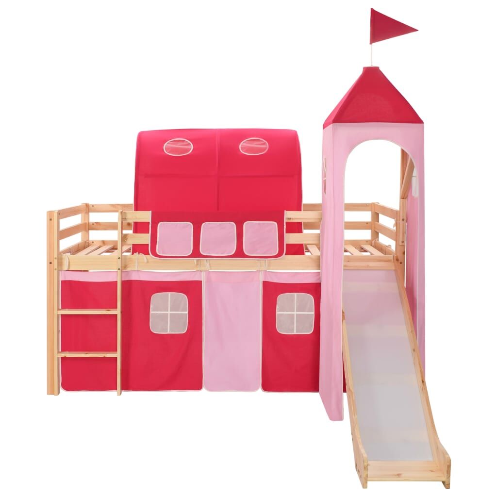 Vidaxl Cama Alta Para Niños Tobogán Y Escalera Madera Pino 208x230 Cm_1