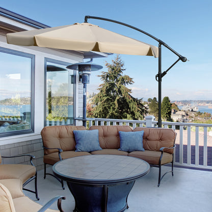 Outsunny Sombrilla De Jardín Ø265 Cm Parasol Excéntrico Inclinable Marrón Claro_1