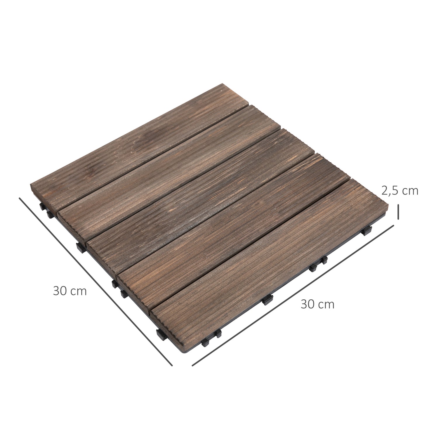 Outsunny Set 27 Baldosas De Madera De Clic 30x30 Cm Área De 2,43m² Marrón Oscuro_2