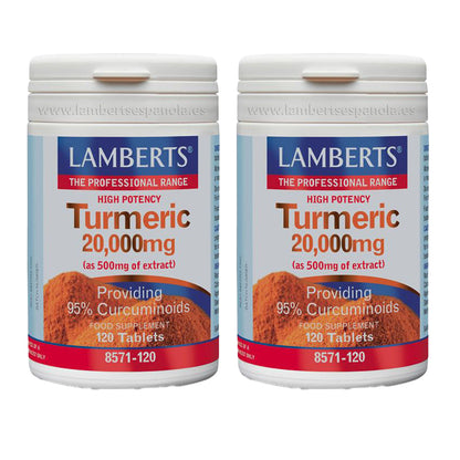 Embalagem 2x Cúrcuma 20.000 mg, Lamberts, 120 comprimidos