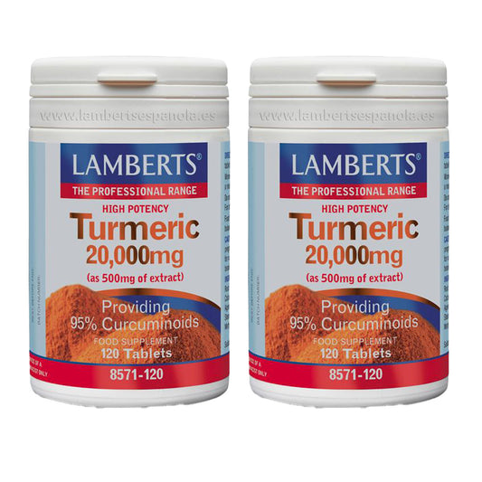 Embalagem 2x Cúrcuma 20.000 mg, Lamberts, 120 comprimidos
