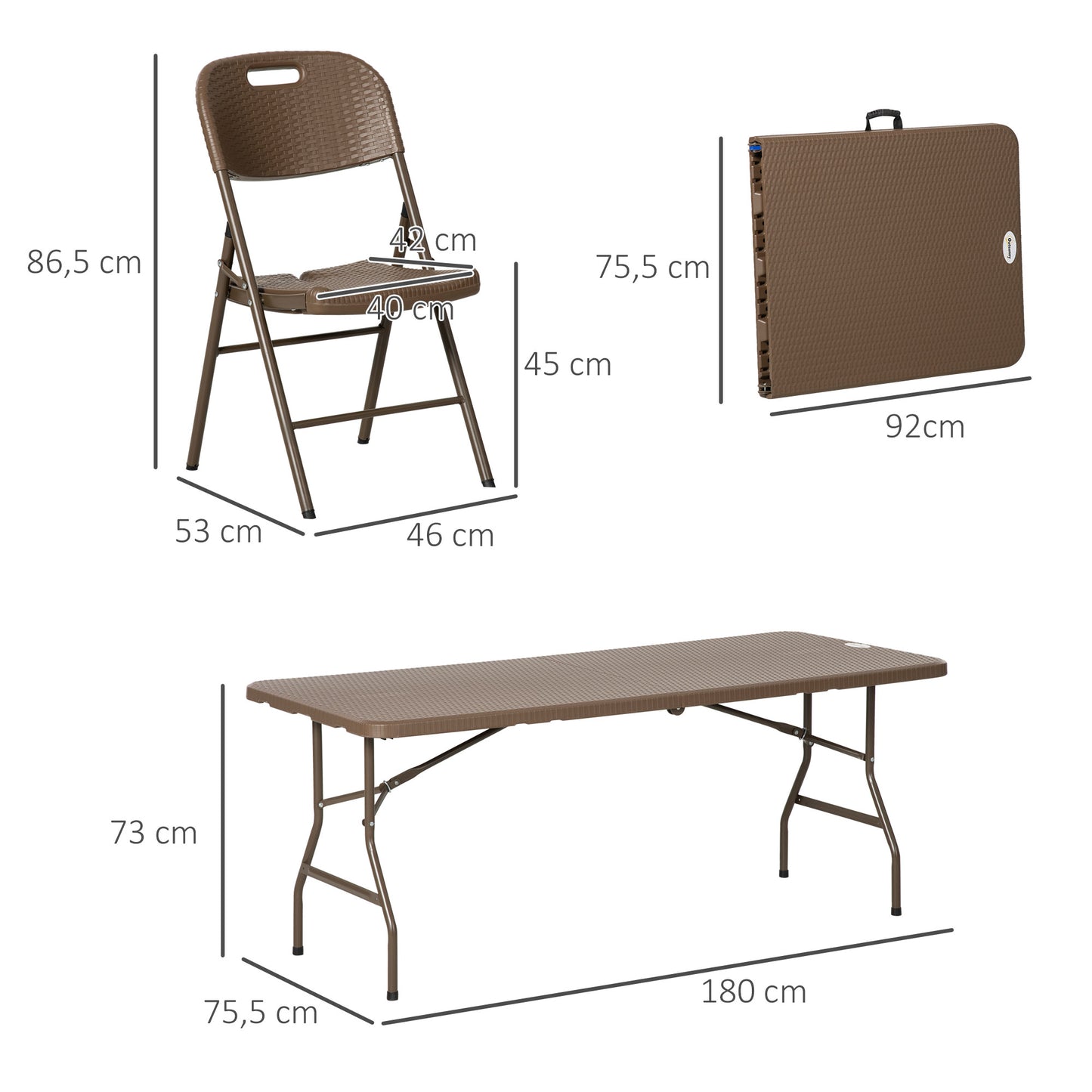 Outsunny Conjunto Mesa Y 6 Sillas De Jardín Diseño De Imitación De Ratán Marrón_2