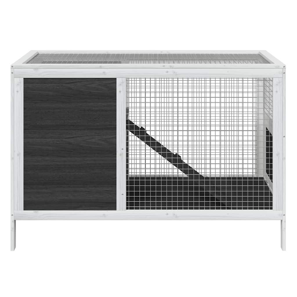 Conejera De Madera Maciza De Pino Gris 103x44x69,5 Cm_2