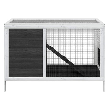 Conejera De Madera Maciza De Pino Gris 103x44x69,5 Cm_2