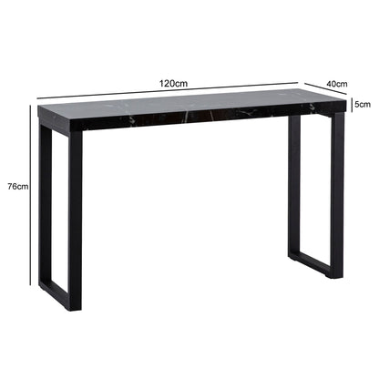 Mesa Consola Aspecto Mármol Negro Brillante 120x40x76 Cm_3