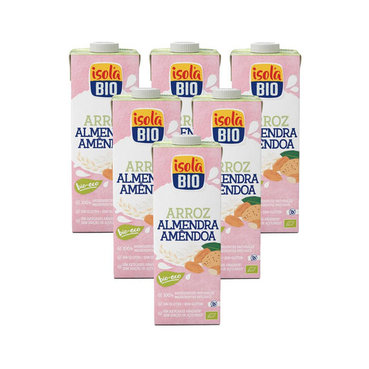 Pack de 6 Bebidas Orgânicas de Arroz e Amêndoa Isola 1 L