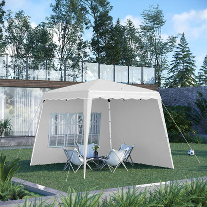 Outsunny Carpa Plegable 2 Paredes Laterales 2,89x2,89 M Altura Ajustable Blanco_1